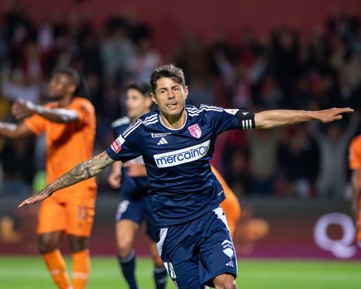 May 5, 2025, Porto, Guimaraes, Portugal: NENE from AVS seen celebrating his goal during the Liga Portugal Betclic 2024 25 match between AVS and Boavista FC at Estadio do Clube Desportivo das Aves on May 5, 2025 in Vila das Aves, Portugal.Final score: AVS 1 - 2 Boavista FC Porto Portugal - ZUMAl192 20250505_zsp_l192_009 Copyright: xMiguelxLemosx