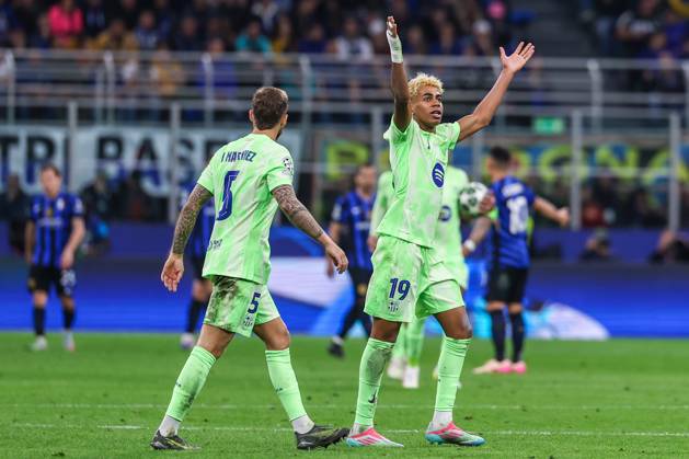 Lamine Yamal of FC Barcelona, Barca celebrates during UEFA Champions League 2024 25 Semi Final - 2nd leg football match between FC Internazionale and FC Barcelona at San Siro Stadium Milan Italy on 06 May 2025. Milan Stadio Giuseppe Meazza Milan Italy Copyright: xEPhotopressx SP24-1189-257