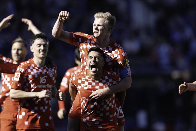 Bilder des Jahres 2025, Sport 05 Mai Sport Themen der Woche KW19 Sport Bilder des Tages Bundesliga Matchday MD33 Bochum vs Mainz.jpgAugsburg Jonathan Burkardt of 1. FSV Mainz 05 celebrates after scoring a goal during the Bundesliga Matchday 33 match between VfL Bochum 1848 and 1. FSV Mainz 05 at Vonovia Ruhrstadion in Bochum, Germany, on May 8, 2025. Copyright: xTaiseixIwamotox