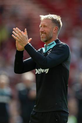 Manchester United, ManU FC v West Ham United FC West Ham United manager Graham Potter celebrates after the Manchester United FC v West Ham United FC English Premier League match at Old Trafford, Manchester, England, United Kingdom on 11 May 2025 Credit: Ian Stephen Every Second Media Editorial use only. All images are copyright Every Second Media Limited. No images may be reproduced without prior permission. All rights reserved. Premier League and Football League images are subject to licensing agreements with Football DataCo Limited. see https: www.football-dataco.com Copyright: xIMAGO EveryxSecondxMediax ESM-1478-0046 IanxStephenx xEveryxSecondxMediax