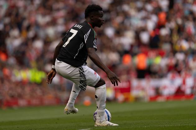 Liverpool FC v Arsenal FC - Premier League Bukayo Saka of Arsenal plays during the Premier League match between Liverpool and Arsenal at Anfield in Liverpool, England, on May 11, 2025. Liverpool Merseyside United Kingdom Copyright: xMIxNewsx originalFilename:fletcher-liverpoo250511_nphKv