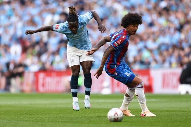 Crystal Palace v Manchester City 17 May 2025, London - FA Cup Final - Crystal Palace v Manchester City - Jeremy Doku of Manchester City and Chris Richards of Crystal Palace - Photo: Jacques Feeney Offside. London UK Copyright: xJacquesxFeeneyx xOffsidexOffside