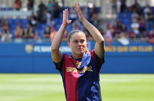 FC Barcelona, Barca Femeni v Athletic Club Femenino - Liga F Ewa Pajor celebrates at the end of the match between FC Barcelona Femeni and Athletic Club Femenino, corresponding to week 30 of the Liga F, at the Johan Cruyff Stadium in Barcelona, Spain, on May 18, 2025. Barcelona Barcelona Spain Copyright: xUrbanandsportx originalFilename:urbanandsport-fcbarcel250518_npnZc