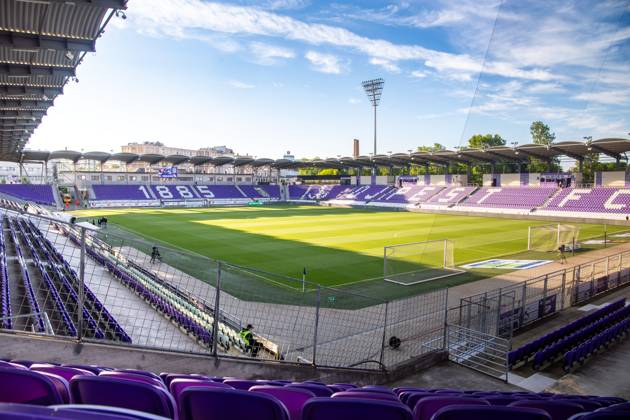 Szusza Ferenc Stadion, Budapest. Hier trägt der Traditionsverein Ujpest FC seine Heimspiele aus. Auch Länderspiele werden hier gelegentlich ausgetragen Copyright: xUdoxHerrmannx