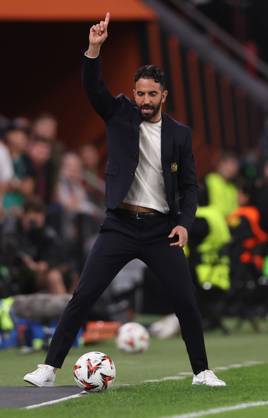 Bilbao, Spain, 21st May 2025. Ruben Amorim manager of Manchester United, ManU during the Tottenham Hotspur vs Manchester United UEFA Europa League Final match at San Mames, Bilbao. Picture credit should read: David Klein Sportimage EDITORIAL USE ONLY. No use with unauthorised audio, video, data, fixture lists, club league logos or live services. Online in-match use limited to 120 images, no video emulation. No use in betting, games or single club league player publications. SPI_134_DK_Tottenham_Man_Utd SPI-3943-0137