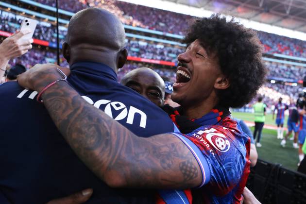 Crystal Palace v Manchester City 17 May 2025, London - FA Cup Final - Crystal Palace v Manchester City - Chris Richards of Crystal Palace celebrates victory - Photo: Jacques Feeney Offside. London UK Copyright: xJacquesxFeeneyx xOffsidexOffside