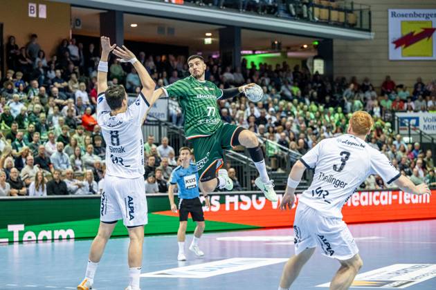 Handball Bundesliga; HSG Wetzlar - TBV Lemgo Lippe, 28.05.25 Stefan Cavor (HSG Wetzlar, 77), Frederik Simak (TBV Lemgo Lippe, 8), Nicolai Theilinger (TBV Lemgo Lippe, 3) Handball Bundesliga; HSG Wetzlar - TBV Lemgo Lippe: Wetzlar, 28.05.25 Copyright: xBEAUTIFULxSPORTS Roeczeyx