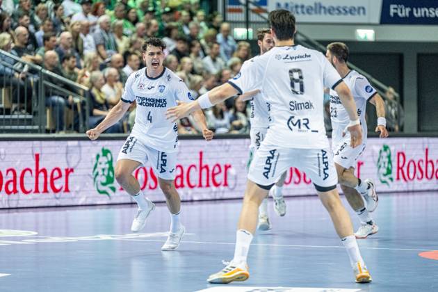 Handball Bundesliga; HSG Wetzlar - TBV Lemgo Lippe, 28.05.25 Samuel Zehnder (TBV Lemgo Lippe, 4), Frederik Simak (TBV Lemgo Lippe, 8) Handball Bundesliga; HSG Wetzlar - TBV Lemgo Lippe: Wetzlar, 28.05.25 Copyright: xBEAUTIFULxSPORTS Roeczeyx