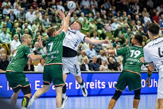 Handball Bundesliga; HSG Wetzlar - TBV Lemgo Lippe, 28.05.25 Lukas Hutecek (TBV Lemgo Lippe, 2), Dominik Mappes (HSG Wetzlar, 7), Vladimir Vranjes (HSG Wetzlar, 14), Philipp Ahounasou (HSG Wetzlar, 19) Handball Bundesliga; HSG Wetzlar - TBV Lemgo Lippe: Wetzlar, 28.05.25 Copyright: xBEAUTIFULxSPORTS Roeczeyx