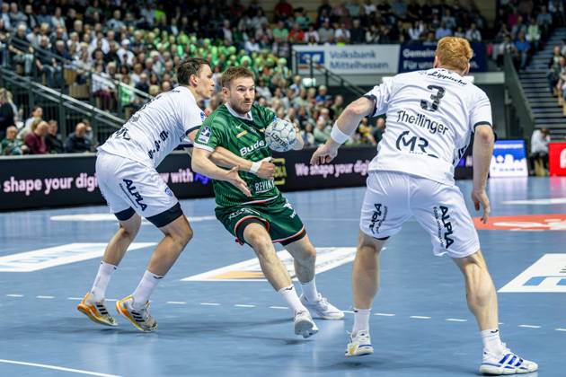 Handball Bundesliga; HSG Wetzlar - TBV Lemgo Lippe, 28.05.25 Dominik Mappes (HSG Wetzlar, 7), Frederik Simak (TBV Lemgo Lippe, 8), Nicolai Theilinger (TBV Lemgo Lippe, 3) Handball Bundesliga; HSG Wetzlar - TBV Lemgo Lippe: Wetzlar, 28.05.25 Copyright: xBEAUTIFULxSPORTS Roeczeyx