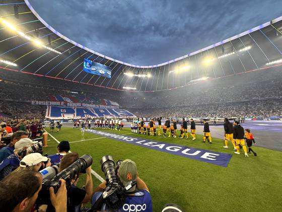 31.05.2025, Fussball UEFA Championsleague Finale 2025: Paris St. Germain - Inter Mailand, in der Allianz-Arena München. Einmarsch der Spieler vor dem Spiel, hier die Mailänder