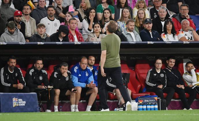 04.06.2025, xjrdrx, Fussball UEFA Nations League 1 2 Finale, Deutschland - Portugal v.l. Trainer Julian Nagelsmann (Deutsche Fussball Nationalmannschaft DFB) enttaeuscht, enttaeuscht schauend, dissapointed (DFL DFB REGULATIONS PROHIBIT ANY USE OF PHOTOGRAPHS as IMAGE SEQUENCES and or QUASI-VIDEO) Muenchen