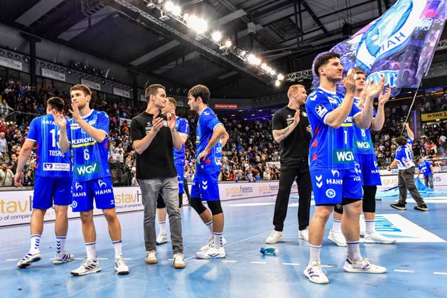 TVB Stuttgart - SC DHfK Leipzig; Stuttgart, 08.06.2025 Klassenerhalt! Stuttgart jubelt ; Stuttgart, 08.06.2025 - 34. Spieltag der Handball-Bundesliga, TVB Stuttgart - SC DHfK Leipzig, Porsche-Arena, Stuttgart. Copyright: xBEAUTIFULxSPORTS Märklx