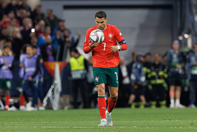 Cristiano Ronaldo seen celebrating after scoring goal during UEFA Nations League 2025 final game between national teams of Portugal and Spain (Maciej Rogowski) Munich Allianz Arena Germany Copyright: xMaciejxRogowskix portugalspain2425-63