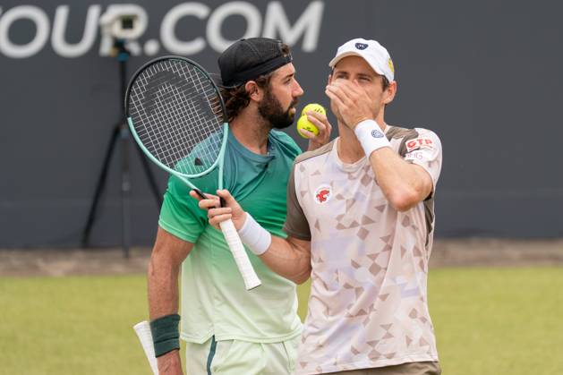 2025-06-14 2025 Libema Open Grass Court Championships Autotron ROSMALEN, NETHERLANDS - JUNE 14: Matthew Ebden of Australia, Jordan Thompson of Australia during the 2025 Libema Open Grass Court Championships at Autotron on June 14, 2025 in Rosmalen, Netherlands. Rosmalen Autotron Netherlands Content not available for redistribution in The Netherlands directly or indirectly through any third parties. Copyright: xMarleenxFouchierx