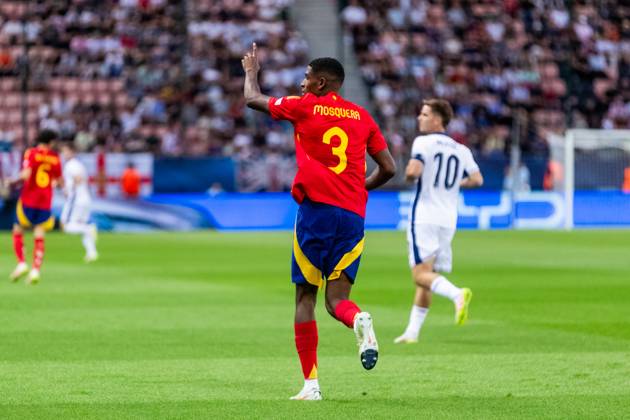 SPAIN U21, U 21 - ENGLAND U21 Cristhian Mosquera of Spain during the UEFA European Under-21 Championship 2025 Quarterfinal football match between Spain U21 and England U21. Stadium City Arena, Trnava, Slovakia, June 21, 2025. Photo by Branislav Racko Copyright: xx _BRR2690