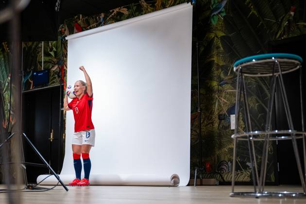 250623 Thea Bjelde of the Norwegian women™s national football team during a media day ahead of the UEFA Women s Euro on June 23, 2025 in Oslo. Photo: Vegard Grott BILDBYRAN kod VG VG0771 bbeng fotboll football soccer fotball norge norway women dam pre-camp precamp media day mediedag UEFA EURO, EM, Europameisterschaft,Fussball em kvinner em 2025 preview Copyright: VEGARDxGRoTT BB250623VG053
