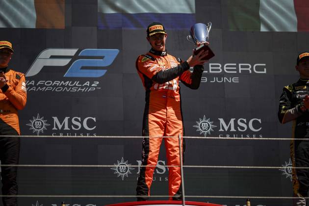 AUTO - FORMULA 2 2025 - AUSTRIA VERSCHOOR Ricard (nld), MP Motorsport, Dallara F2 2024, portrait podium during the 7th round of the 2025 FIA Formula 2 Championship from June 27 to 29, 2025 on the Red Bull Ring, in Spielberg, Austria - SpielbergAustria  Copyright: xXavixBonillax