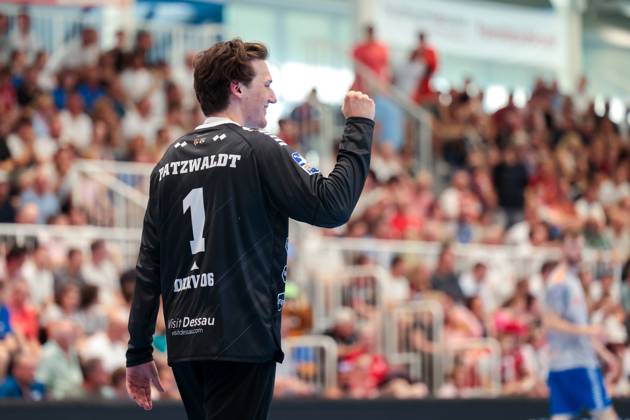 29.06.2025, 2. Handball Bundesliga, Nachholspiel, TuSEM Essen - Dessau-Rosslauer HV 06, Torwart Janik Patzwaldt (Dessau-Rosslauer HV 06) ballt die Faust, Essen Sporthalle Am Hallo NRW Deutschland xRHR-FOTO DEx Copyright: DennisxEwert RHR-FOTOx RHR-FOTO DE