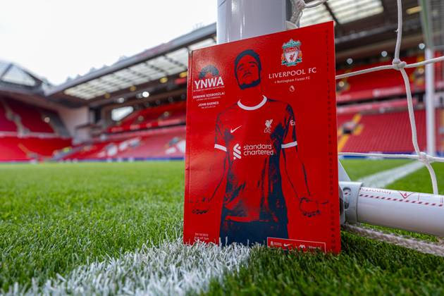 Football - FA Premier League - Liverpool FC v Nottingham Forest FC LIVERPOOL, ENGLAND - Sunday, October 29, 2023: The official match-day programme featuring Liverpool s Diogo Jota seen before the FA Premier League match between Liverpool FC and Nottingham Forest FC at Anfield. Liverpool won 3-0. (Photo by David Rawcliffe Propaganda) LIVERPOOL Anfield MERSEYSIDE ENGLAND Copyright: xDavidxRawcliffex 2023-10-29-001-Liverpool_Notts_Forest