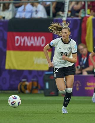 Jule Brand, 22 of Team Germany in the football UEFA Women EURO 2025 match GERMANY - POLAND 2-0 in Season 2025 2026 at July 4, 2025 in St.Gallen, Switzerland.
