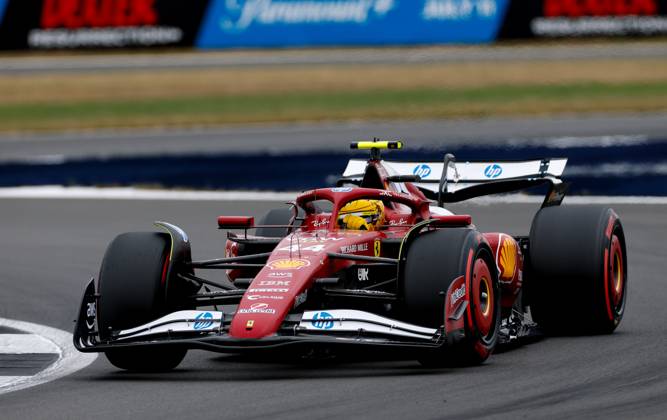 F1 - BRITISH GRAND PRIX 2025 44 HAMILTON Lewis (gbr), Scuderia Ferrari SF-25, action during the Formula 1 Qatar Airways British Grand Prix 2025, 12th round of the 2025 FIA Formula One World Championship, WM, Weltmeisterschaft from July 4 to 6, 2025 on the Silverstone Circuit, in Silverstone, United Kingdom - SilverstoneUnited Kingdom Copyright: xDPPIx
