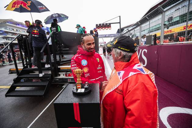 F1 - BRITISH GRAND PRIX 2025 HAMILTON Lewis (gbr), Scuderia Ferrari SF-25, portrait and LEGO Marshal Award during the Formula 1 Qatar Airways British Grand Prix 2025, 12th round of the 2025 FIA Formula One World Championship, WM, Weltmeisterschaft from July 4 to 6, 2025 on the Silverstone Circuit, in Silverstone, United Kingdom - SilverstoneUnited Kingdom Copyright: xEricxAlonsox
