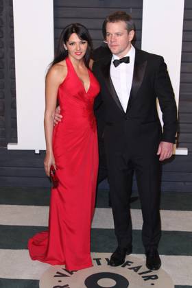 February 28, 2016 - Beverly Hills, CA, United States - 28 February 2016 - Beverly Hills, California - Luciana Barroso, Matt Damon. 2016 Vanity Fair Oscar Party hosted by Graydon Carter following the 88th Academy Awards held at the Wallis Annenberg Center for the Performing Arts. Photo Credit: AdMedia Copyright: xOscarxJ.xBarrosox