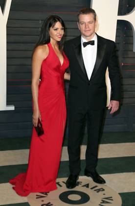 February 28, 2016 - Beverly Hills, CA, United States - 28 February 2016 - Beverly Hills, California - Luciana Barroso, Matt Damon. 2016 Vanity Fair Oscar Party hosted by Graydon Carter following the 88th Academy Awards held at the Wallis Annenberg Center for the Performing Arts. Photo Credit: Byron Purvis AdMedia Copyright: xOscarxJ.xBarrosox