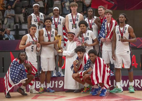 July 6, 2025, Lausanne, Vaud, Switzerland: Lausanne Switzerland, 07 06 2025: The USA team wins the final and the FIBA Ã¢â‚¬¹Ã¢â‚¬¹U19 Basketball World Cup 2025 and the cup is presented by King Abdullah II of Jordan and took place at Lausanne Arena in Lausanne. Lausanne Switzerland - ZUMAd206 20250706_zip_d206_014 Copyright: xEricxDubostx