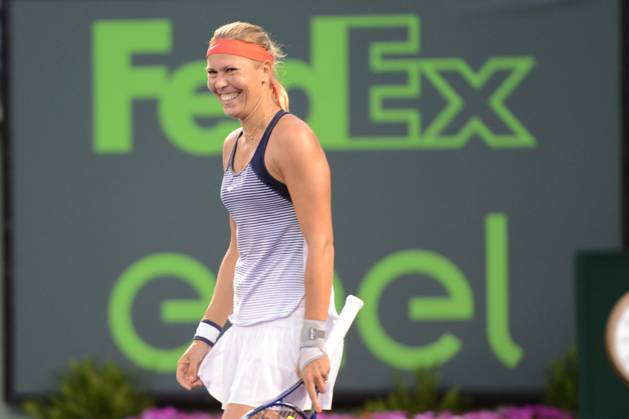 March 23, 2016 - Miami, Florida, United States - LUCIE HRADECKA after winning her match vs. G. Bouchard at the Miami Open. Copyright: xChristopherxLevyx