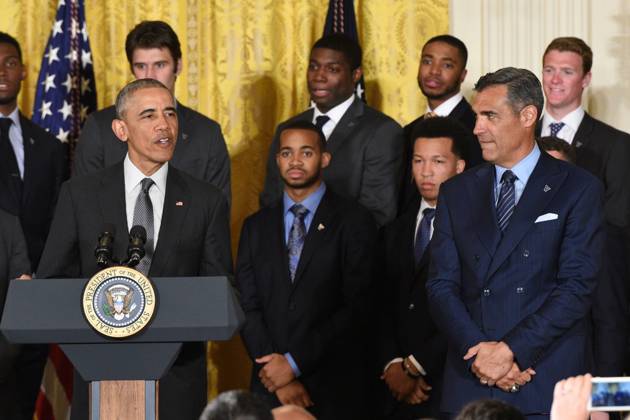 May 31, 2016 - Washington, District Of Columbia, U.S - President Of The United States, BARACK OBAMA, with the NCAA, College League, USA Men s College Basketball Champions, Villanova University, in the East Room of the White House. President Obama honored the team for their accomplishment in winning the championship Copyright: xRickyxFitchettx