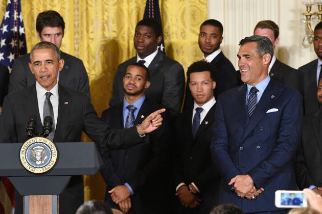 May 31, 2016 - Washington, District Of Columbia, U.S - President Of The United States, BARACK OBAMA, with the NCAA, College League, USA Men s College Basketball Champions, Villanova University, in the East Room of the White House. President Obama honored the team for their accomplishment in winning the championship Copyright: xRickyxFitchettx