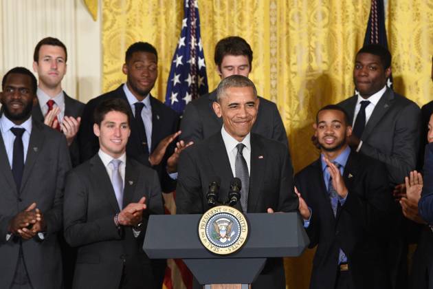 May 31, 2016 - Washington, District Of Columbia, U.S - President Of The United States, BARACK OBAMA, with the NCAA, College League, USA Men s College Basketball Champions, Villanova University, in the East Room of the White House. President Obama honored the team for their accomplishment in winning the championship Copyright: xRickyxFitchettx