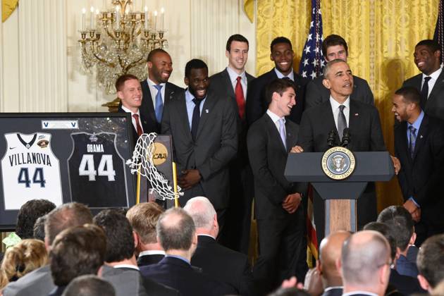 May 31, 2016 - Washington, District Of Columbia, U.S - President Of The United States, BARACK OBAMA, with the NCAA, College League, USA Men s College Basketball Champions, Villanova University, in the East Room of the White House. President Obama honored the team for their accomplishment in winning the championship Copyright: xRickyxFitchettx