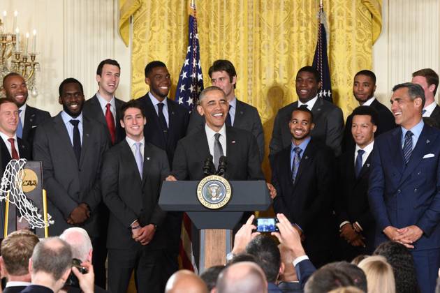 May 31, 2016 - Washington, District Of Columbia, U.S - President Of The United States, BARACK OBAMA, with the NCAA, College League, USA Men s College Basketball Champions, Villanova University, in the East Room of the White House. President Obama honored the team for their accomplishment in winning the championship Copyright: xRickyxFitchettx