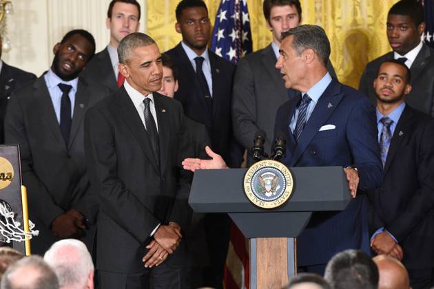 May 31, 2016 - Washington, District Of Columbia, U.S - President Of The United States, BARACK OBAMA, with the NCAA, College League, USA Men s College Basketball Champions, Villanova University, in the East Room of the White House. President Obama honored the team for their accomplishment in winning the championship Copyright: xRickyxFitchettx