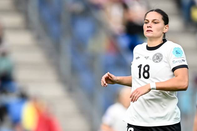 Giovanna Hoffmann (Germany) Looks on during the UEFA Women s EURO 2025 Group C match between Germany and Denmark at St. Jakob‘Park on July 8, 2025 in Basel, Switzerland. (Photo by Harry Langer DeFodi Images)
