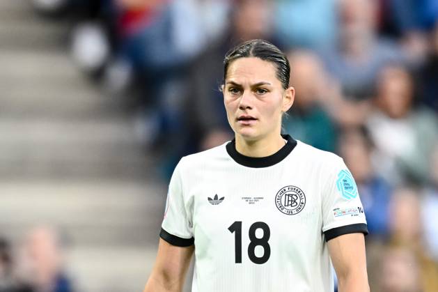 Giovanna Hoffmann (Germany) Looks on during the UEFA Women s EURO 2025 Group C match between Germany and Denmark at St. Jakob‘Park on July 8, 2025 in Basel, Switzerland. (Photo by Harry Langer DeFodi Images)