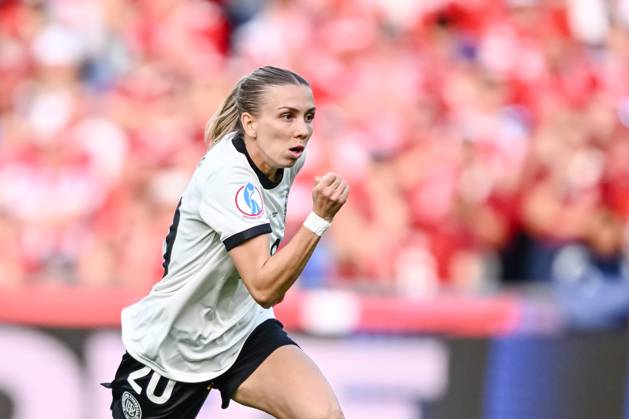 Elisa Senss (Germany) Looks on during the UEFA Women s EURO 2025 Group C match between Germany and Denmark at St. Jakob‘Park on July 8, 2025 in Basel, Switzerland. (Photo by Harry Langer DeFodi Images)