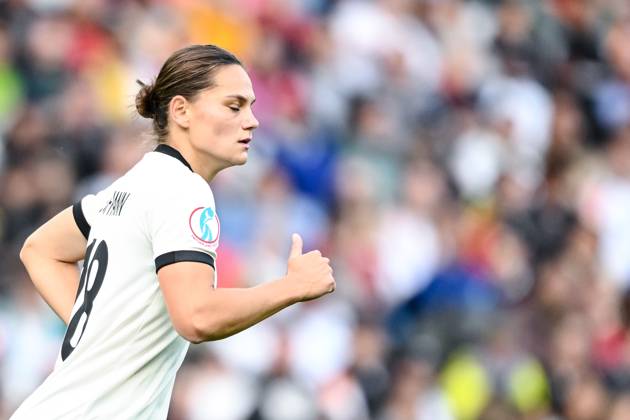 Giovanna Hoffmann (Germany) Looks on during the UEFA Women s EURO 2025 Group C match between Germany and Denmark at St. Jakob‘Park on July 8, 2025 in Basel, Switzerland. (Photo by Harry Langer DeFodi Images)