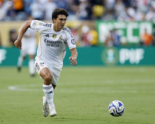 New Jersey, USA, 9th July 2025. Gonzalo Garcia of Real Madrid during the Paris Saint Germain vs Real Madrid FIFA Club World Cup Semi Final match at Metlife Stadium, New Jersey. Picture credit should read: David Klein Sportimage EDITORIAL USE ONLY. No use with unauthorised audio, video, data, fixture lists, club league logos or live services. Online in-match use limited to 120 images, no video emulation. No use in betting, games or single club league player publications. SPI_185_DK_PSG_Real_Madrid SPI-4011-0185