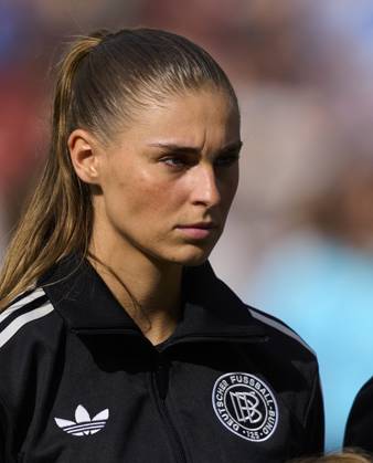 Jule Brand, 22 of Team Germany in the football UEFA Women EURO 2025 Group C match GERMANY - DENMARK 2-1 in Season 2025 2026 at July 8, 2025 in Basel, Switzerland.