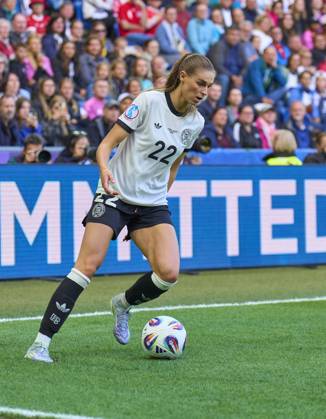Jule Brand, 22 of Team Germany in the football UEFA Women EURO 2025 Group C match GERMANY - DENMARK 2-1 in Season 2025 2026 at July 8, 2025 in Basel, Switzerland.