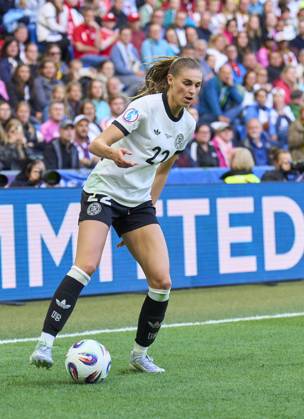 Jule Brand, 22 of Team Germany in the football UEFA Women EURO 2025 Group C match GERMANY - DENMARK 2-1 in Season 2025 2026 at July 8, 2025 in Basel, Switzerland.