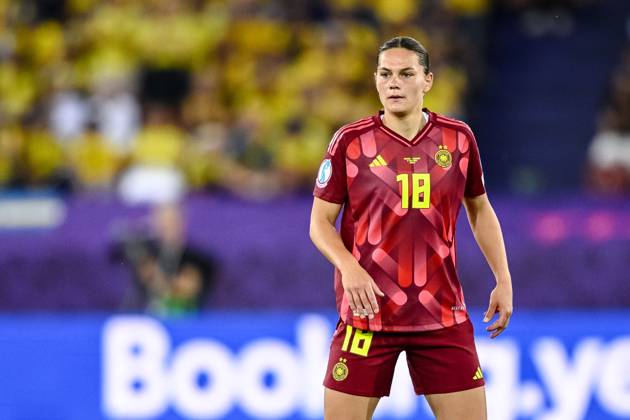Giovanna Hoffmann (Germany) Looks on during the UEFA Womens EURO 2025 Group C match between Sweden and Germany at Stadion Letzigrund on July 12, 2025 in Zurich, Switzerland. (Photo by Harry Langer DeFodi Images)