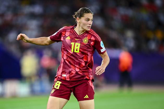Giovanna Hoffmann (Germany) Looks on during the UEFA Womens EURO 2025 Group C match between Sweden and Germany at Stadion Letzigrund on July 12, 2025 in Zurich, Switzerland. (Photo by Harry Langer DeFodi Images)