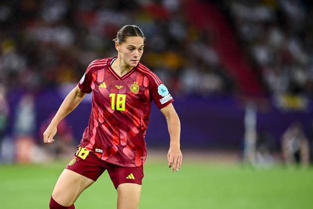 Giovanna Hoffmann (Germany) Looks on during the UEFA Womens EURO 2025 Group C match between Sweden and Germany at Stadion Letzigrund on July 12, 2025 in Zurich, Switzerland. (Photo by Harry Langer DeFodi Images)