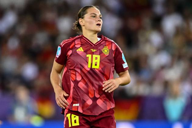 Giovanna Hoffmann (Germany) Looks on during the UEFA Womens EURO 2025 Group C match between Sweden and Germany at Stadion Letzigrund on July 12, 2025 in Zurich, Switzerland. (Photo by Harry Langer DeFodi Images)