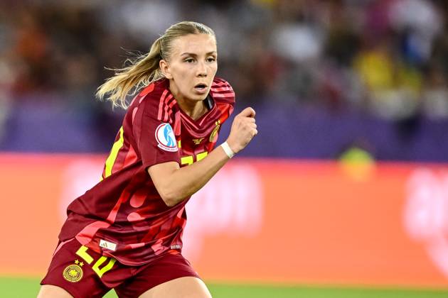 Elisa Senss (Germany) Looks on during the UEFA Womens EURO 2025 Group C match between Sweden and Germany at Stadion Letzigrund on July 12, 2025 in Zurich, Switzerland. (Photo by Harry Langer DeFodi Images)